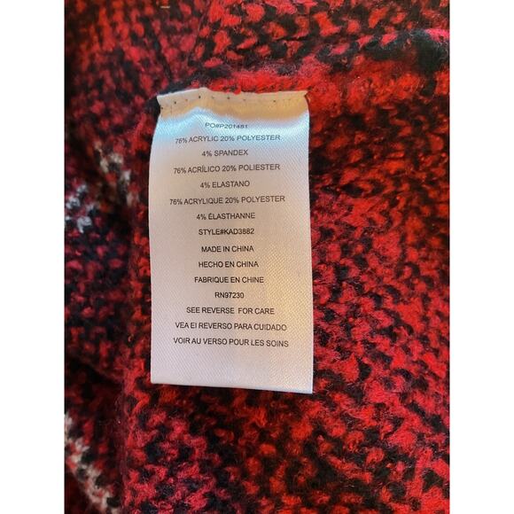 Almost Famous Red & Black Plaid Cowl Neck Long Sleeve Sweater 3X - Picture 5 of 7